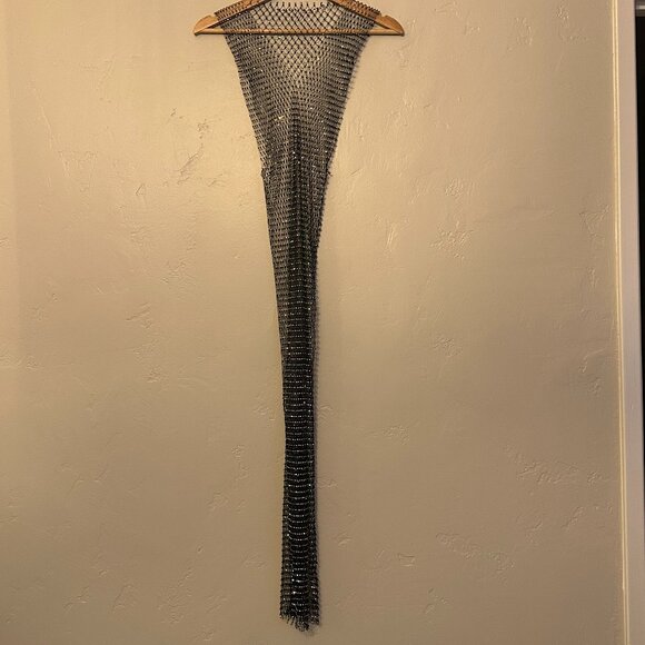 NWOT Amazon Mesh Rhinestone Midi Dress One Size - Picture 3 of 4